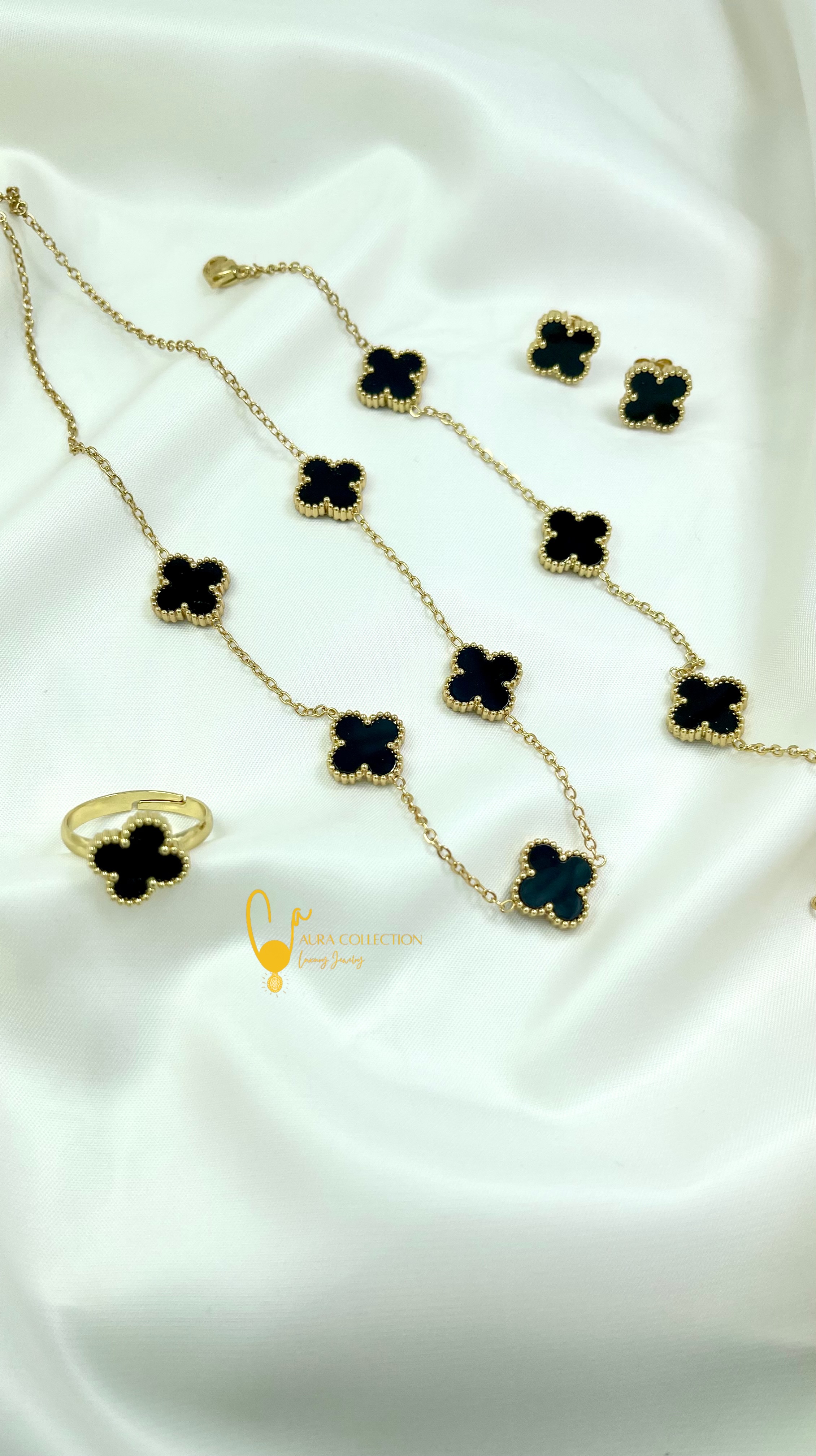 ست ونکلیف مشکی استیل پنج گل